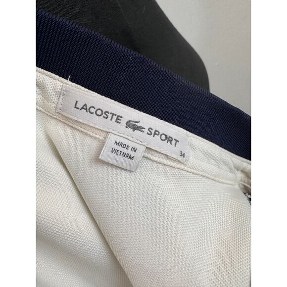 LACOSTE White Navy Blue Stripe Down Tennis Quick Dry Tennis Golf Dress 34 RARE - Picture 6 of 8